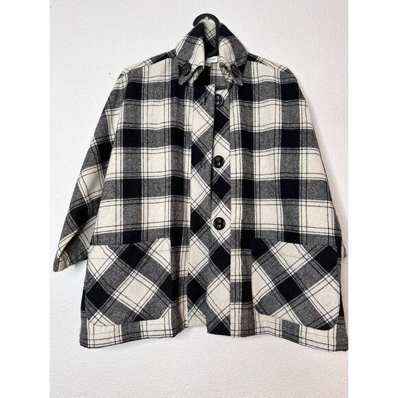 Coldwater Creek Plaid Black/ Ivory Checker Wool Blend Women's Jacket Size Pxs - Picture 12 of 15